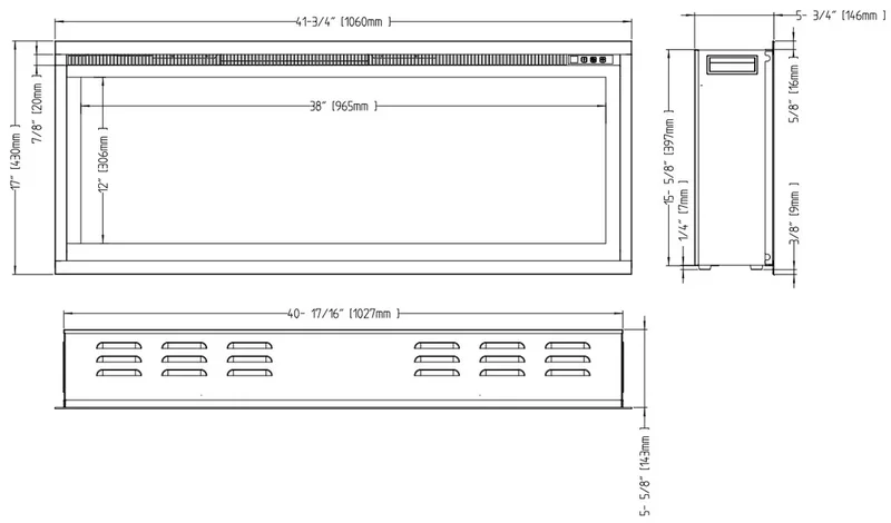 Focar electric liniar incorporabil 3D Aflamo Royal 42 Negru cu sunet